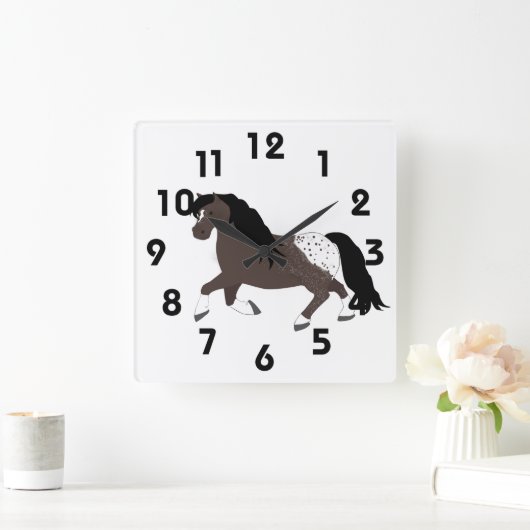 Appaloosa Pony Clock Quadratische Wanduhr (Zuhause)