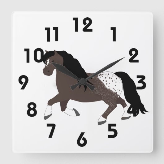 Appaloosa Pony Clock Quadratische Wanduhr (Vorderseite)