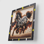 Appaloosa Prairie: Kunst, Zeit, Stil, Freiheit Quadratische Wanduhr (Winkel)