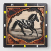 Appaloosa Prairie: Kunst, Zeit, Stil, Geist Quadratische Wanduhr (Vorderseite)