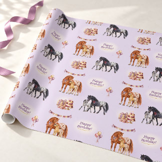 Appaloosa-Stute und Fohlen Lilac Geburtstag Geschenkpapier