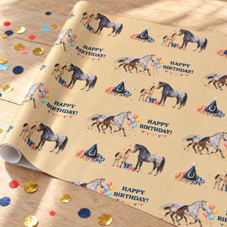 Appaloosa-Stute und Fohlen Western-Geburtstag Geschenkpapier