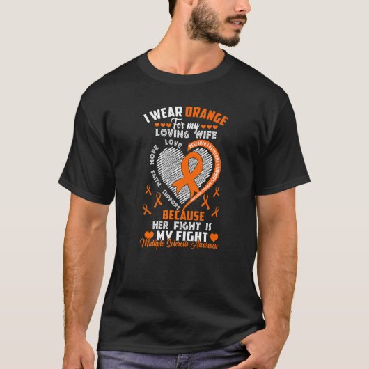 Apparel Orange Ehefrau Multiple Sklerose Awarenes T-Shirt (Vorderseite)