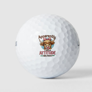 Apparently I Have An Attitude Highland Cow Bow Golfball