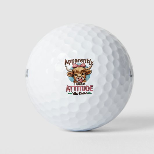 Apparently I Have An Attitude Highland Cow Bow Golfball (Vorderseite)