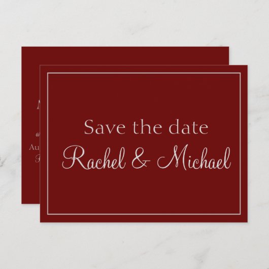 Appeal Rot und Grau Save the Date Ankündigungspostkarte (Vorne/Hinten)