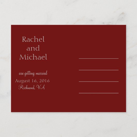 Appeal Rot und Grau Save the Date Ankündigungspostkarte (Rückseite)