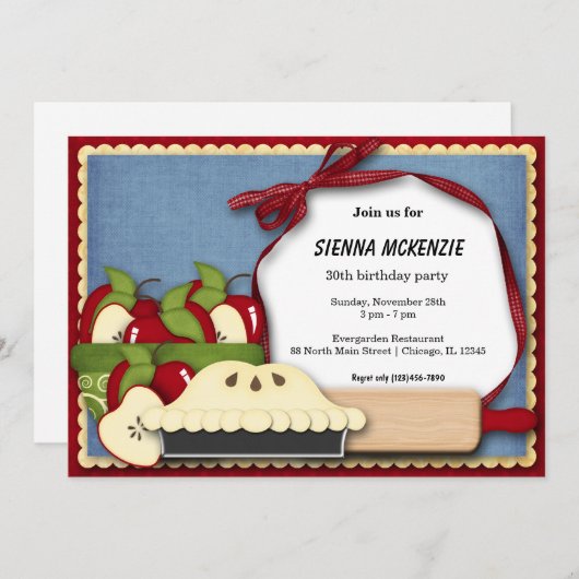 Appel Pie Birthday Einladung (Vorne/Hinten)