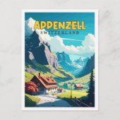 Appenzell Schweiz Vintage Illustration Postkarte (Vorderseite)