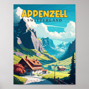 Appenzell Schweiz Vintage-Reiseillustration Poster