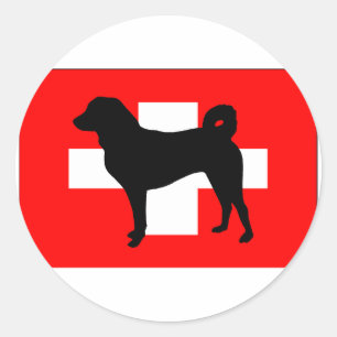 Appenzeller Sennenhund silo Schweiz flag.png Runder Aufkleber