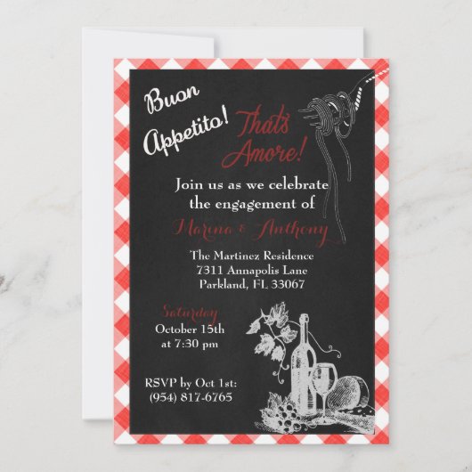 Appetit auf italienische Verlobung Einladung (Vorderseite)