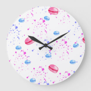 Appetitliche Makaronen in Aquarellfarben Spritzer  Große Wanduhr