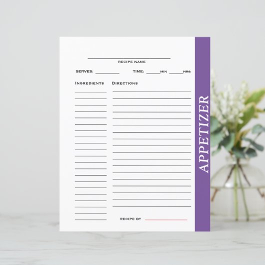 Appetizer Rezept Card (Stehend Vorderseite)