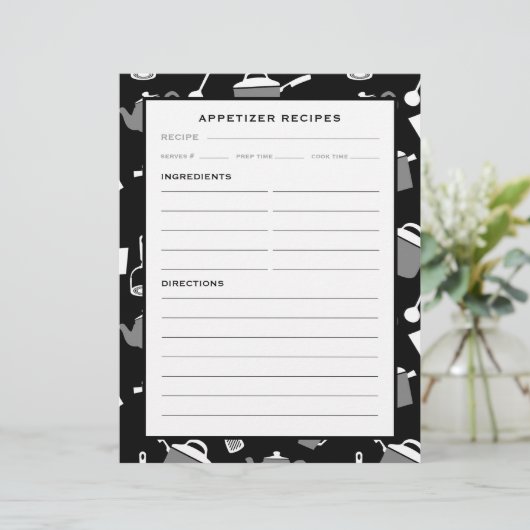 Appetizer Rezept Seite | Schwarze und weiße Küche (Stehend Vorderseite)