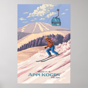 Appi Kogen Japan Skigebiet Reiseplakat Poster
