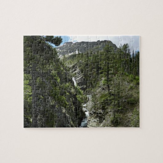 Appistoki Falls and Peak at Glacier National Park Puzzle (Horizontal)