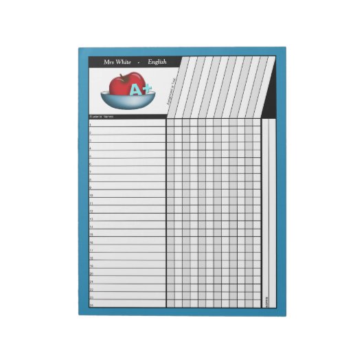 Apple A+ Blue Teachers' Node Sheets Notepad Notizblock (Rotiert)
