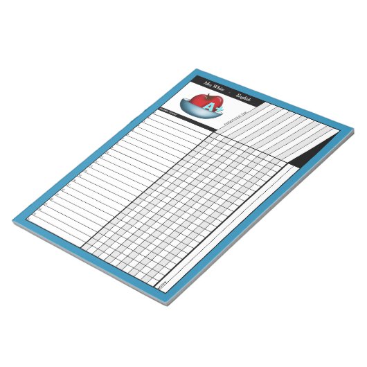 Apple A+ Blue Teachers' Node Sheets Notepad Notizblock (angewinkelt)