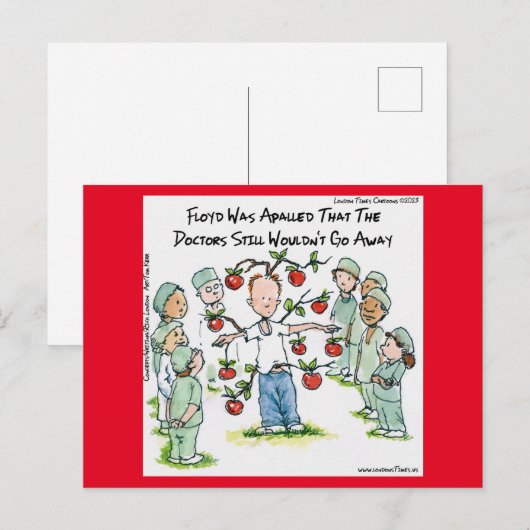 Apple A Day Funny Rick London Comic wird gut Postkarte (Vorne/Hinten)