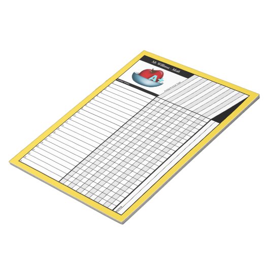 Apple A+ gelbe Lehrerblätter - Notepad Notizblock (angewinkelt)