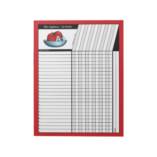 Apple A+ Red Teachers' Node Sheets Notepad Notizblock (Rotiert)
