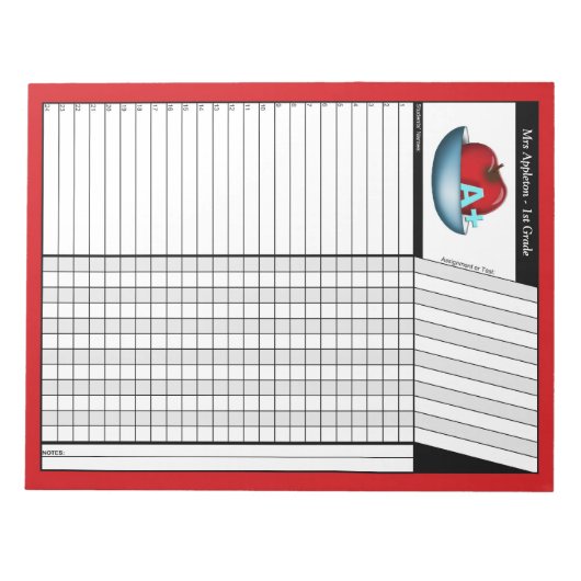 Apple A+ Red Teachers' Node Sheets Notepad Notizblock (Vorderseite)