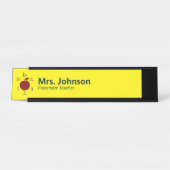 Apple ABC 123 Gelbe Lehrerin Name und Jobbezeichnu Schreibtischnamensplakette (Vorderseite )