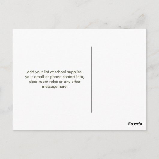 Apple and Book Welcome Back to School Postcard Postkarte (Rückseite)