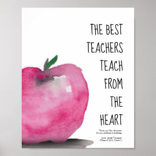 Apple Aquarell für den besten Lehrer danke Poster