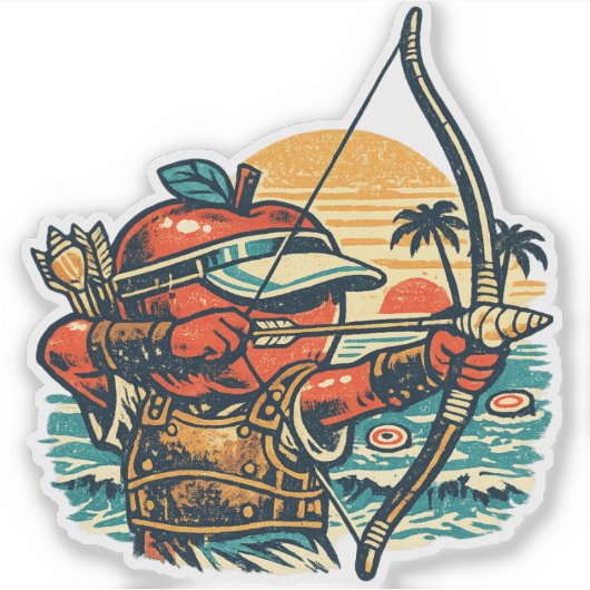Apple Archer Beach Zielscheibe — Vintage Sommer  Aufkleber (Vorderseite)