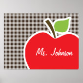 Apple auf Bistre Brown Gingham Poster (Vorne)