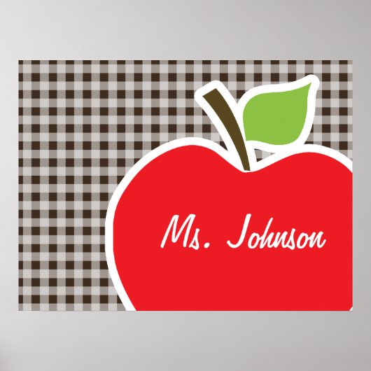 Apple auf Bistre Brown Gingham Poster (Vorne)