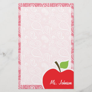 Apple auf Blush Pink Paisley Briefpapier
