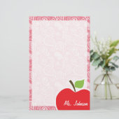 Apple auf Blush Pink Paisley Briefpapier (Stehend Vorderseite)