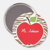 Apple auf Chamoisee Zebra Animal Print Magnet (Vorderseite/Rückseite)
