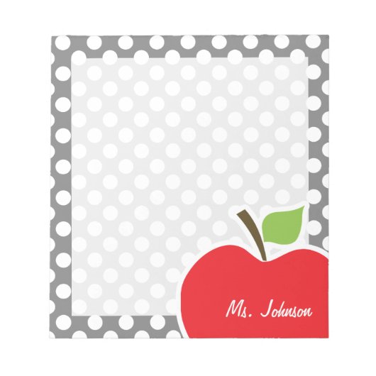 Apple auf dunkelgrauen Polka-Punkten Notizblock (Vorderseite)
