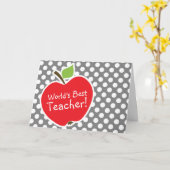 Apple auf dunkelgrauen Tupfen Karte (Gelbe Blume)