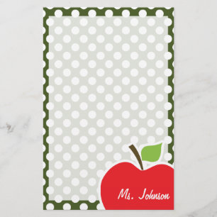 Apple auf dunklen Moss grünen Polka Dots Briefpapier