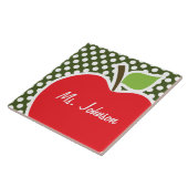 Apple auf dunklen Moss grünen Polka Dots Fliese (Seite)