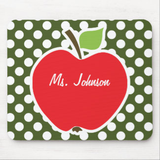 Apple auf dunklen Moss grünen Polka Dots Mousepad
