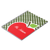 Apple auf dunklen Moss grünen Polka Dots Notizblock (Linke Seite)