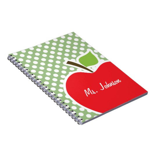 Apple auf Laurel Green Polka Dots Notizblock (Rechte Seite)