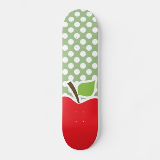 Apple auf Laurel Green Polka Dots Skateboard (Vorderseite)