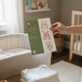 Apple Baby Dusche Grün und Rot Einladung