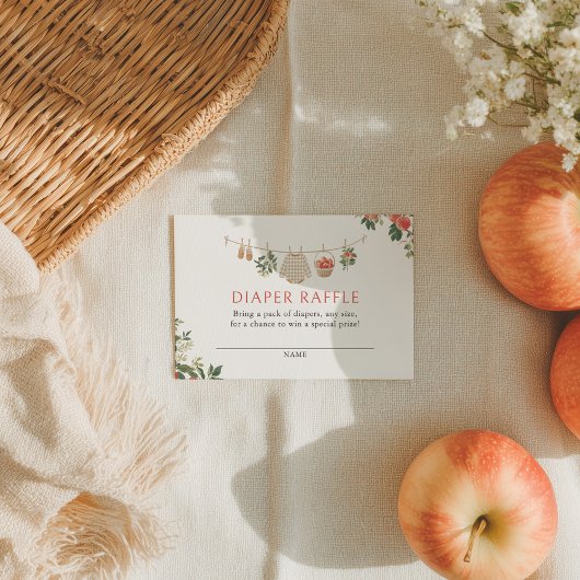 Apple Baby Shower Diaper Raffle Ticket Begleitkarte