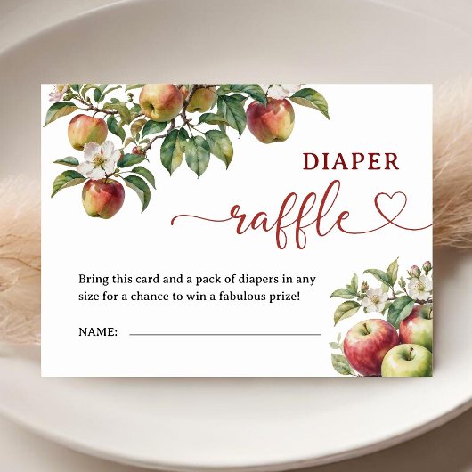 Apple Baby Shower Fall Windeln Raffle Umschließung Begleitkarte
