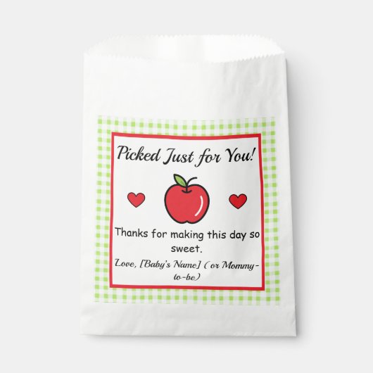 Apple Baby Shower Favor Bags Geschenktütchen (Vorderseite)