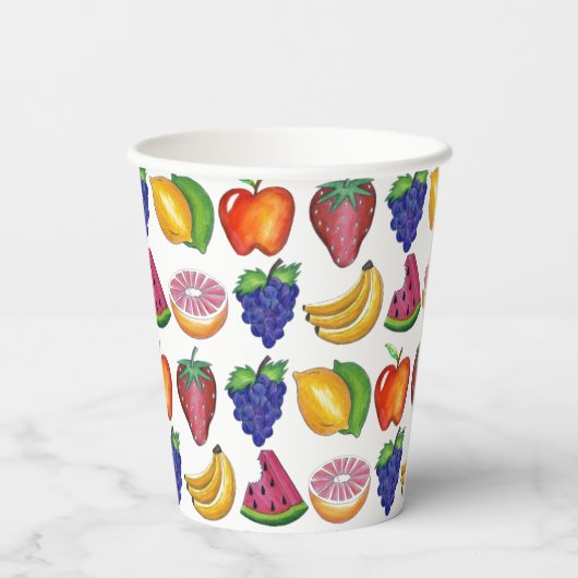 Apple Banana Lemon Limon Trauben Berry Fruchtsalat Pappbecher (Rückseite)