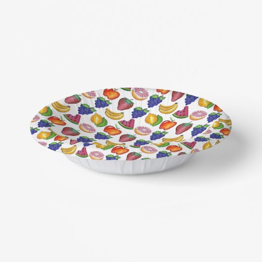 Apple Banana Lemon Limon Trauben Berry Fruchtsalat Pappteller (Gewinkelt)